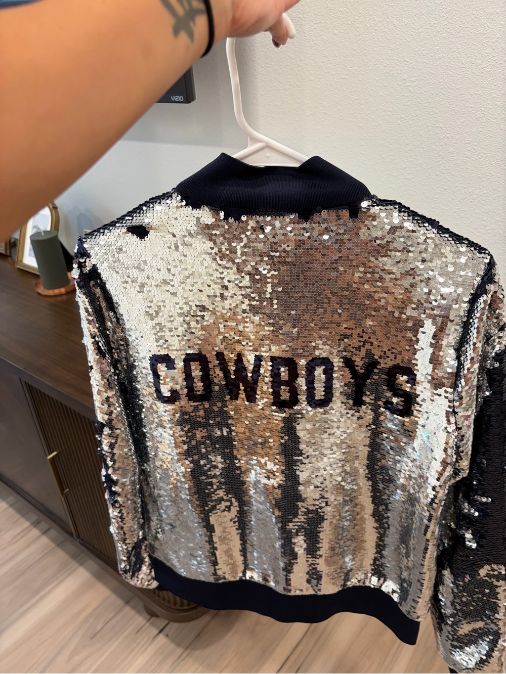 NFL Sequin Cowboys Jacket - Silver & Navy